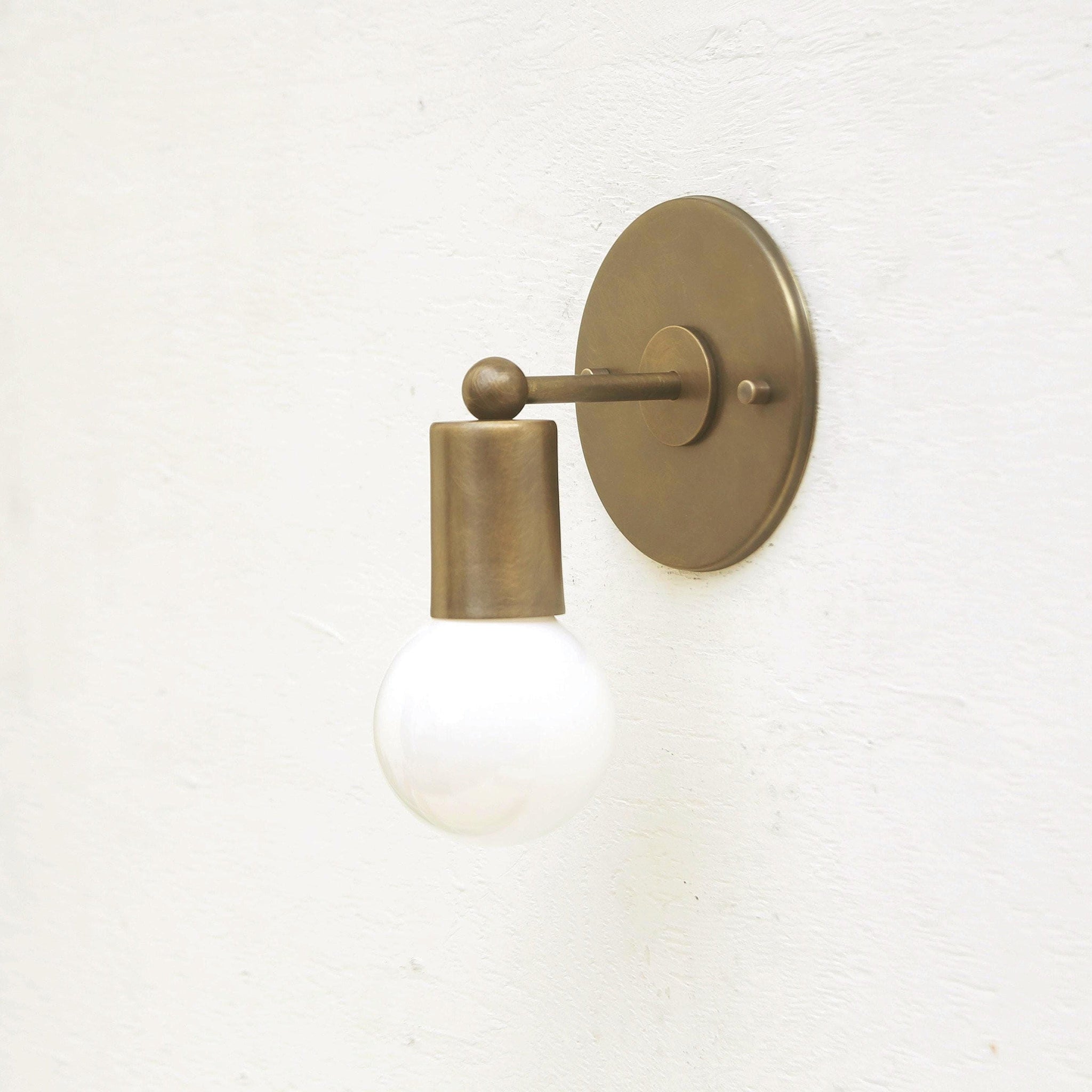 One-Light Minimal Brass Wall Sconce with Angled Socket