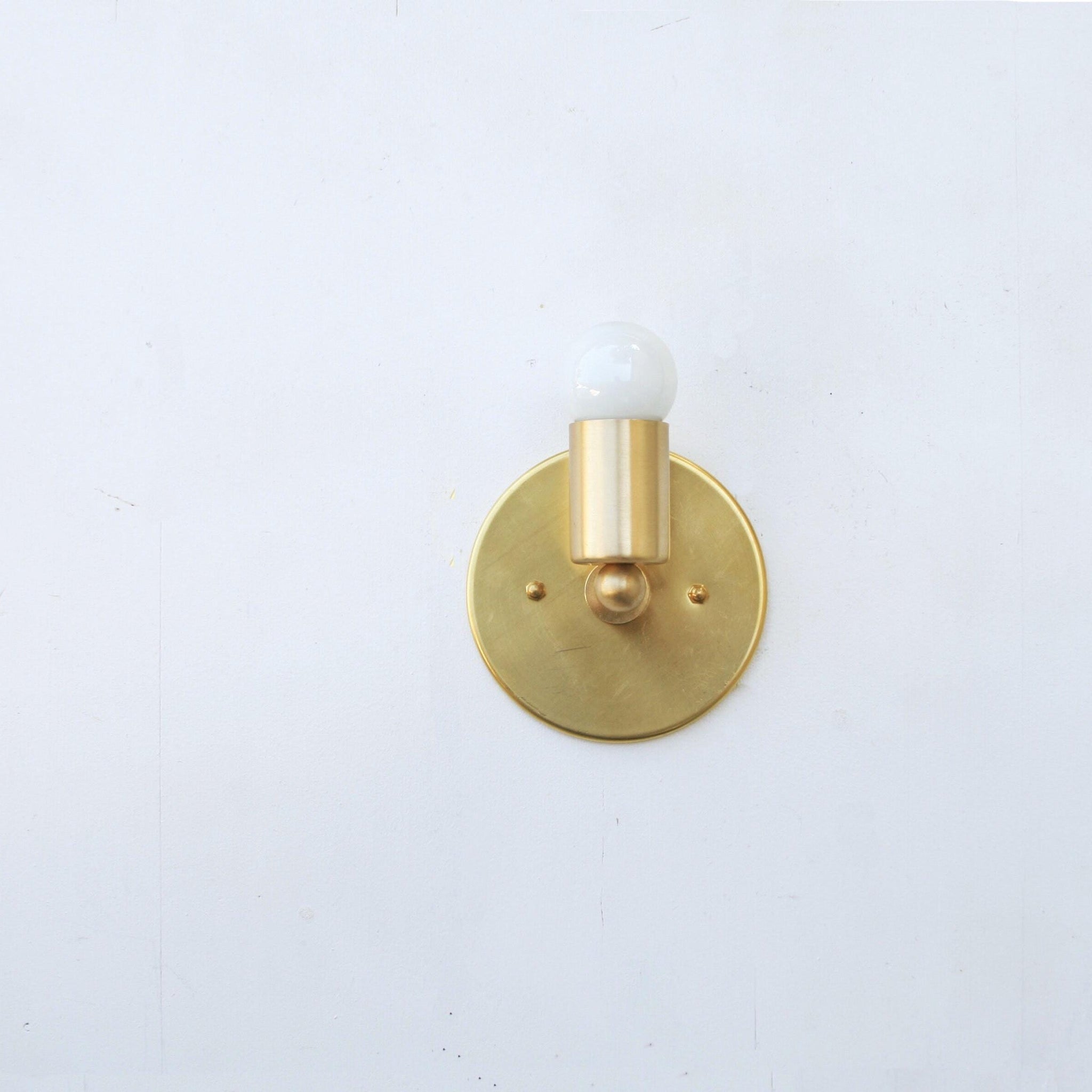 One-Light Minimal Brass Wall Sconce with Angled Socket