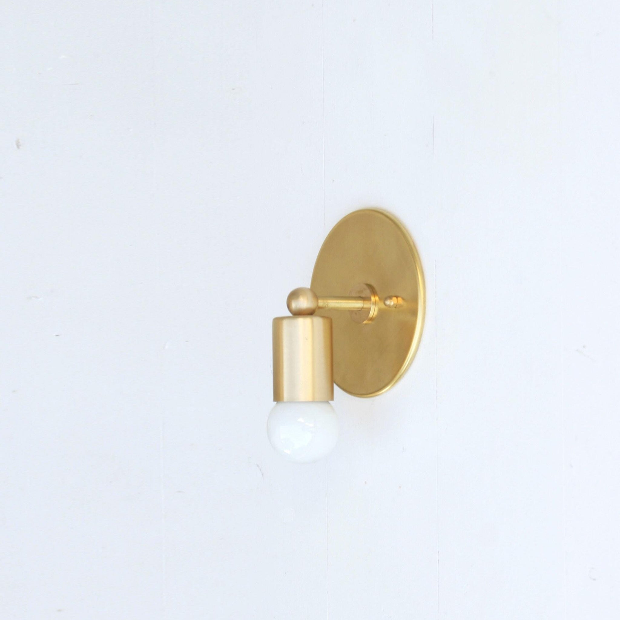 One-Light Minimal Brass Wall Sconce with Angled Socket
