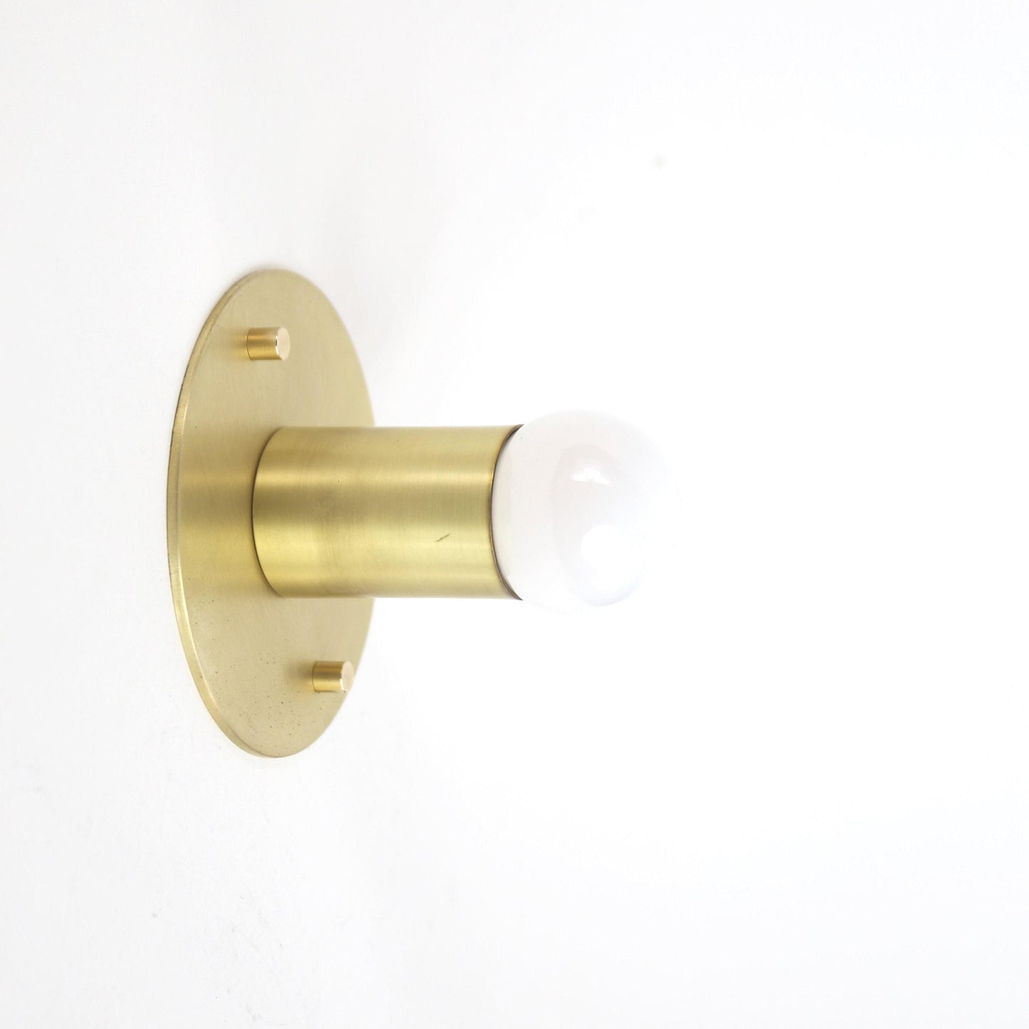 One-Light Minimal Brass Wall Sconce with Flush Back Plate
