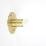 One-Light Minimal Brass Wall Sconce with Flush Back Plate