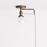 One-Light Opal Glass Cone Shade Flush Mount Ceiling Light with Pull Chain