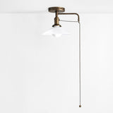 One-Light Opal Glass Cone Shade Flush Mount Ceiling Light with Pull Chain