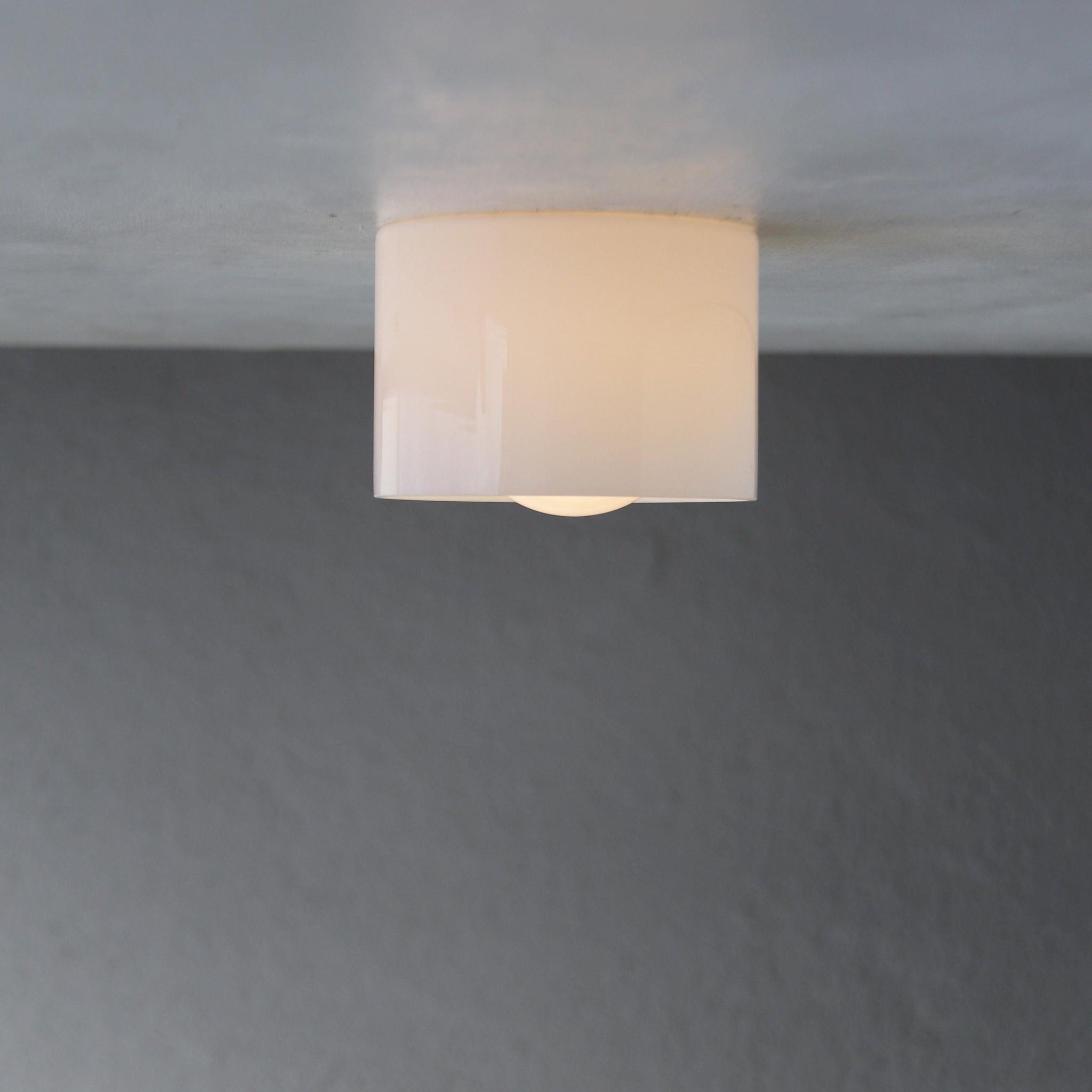 One-Light Opal Glass Cylinder Flush Mount Ceiling Light