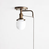 One-Light Opal Glass Flush Mount Ceiling Light with Pull Chain