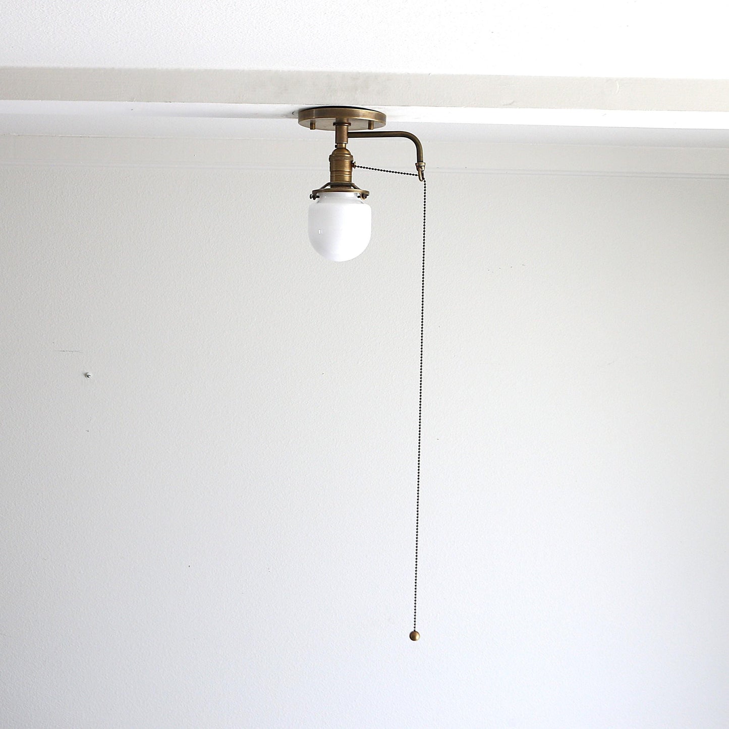 One-Light Opal Glass Flush Mount Ceiling Light with Pull Chain