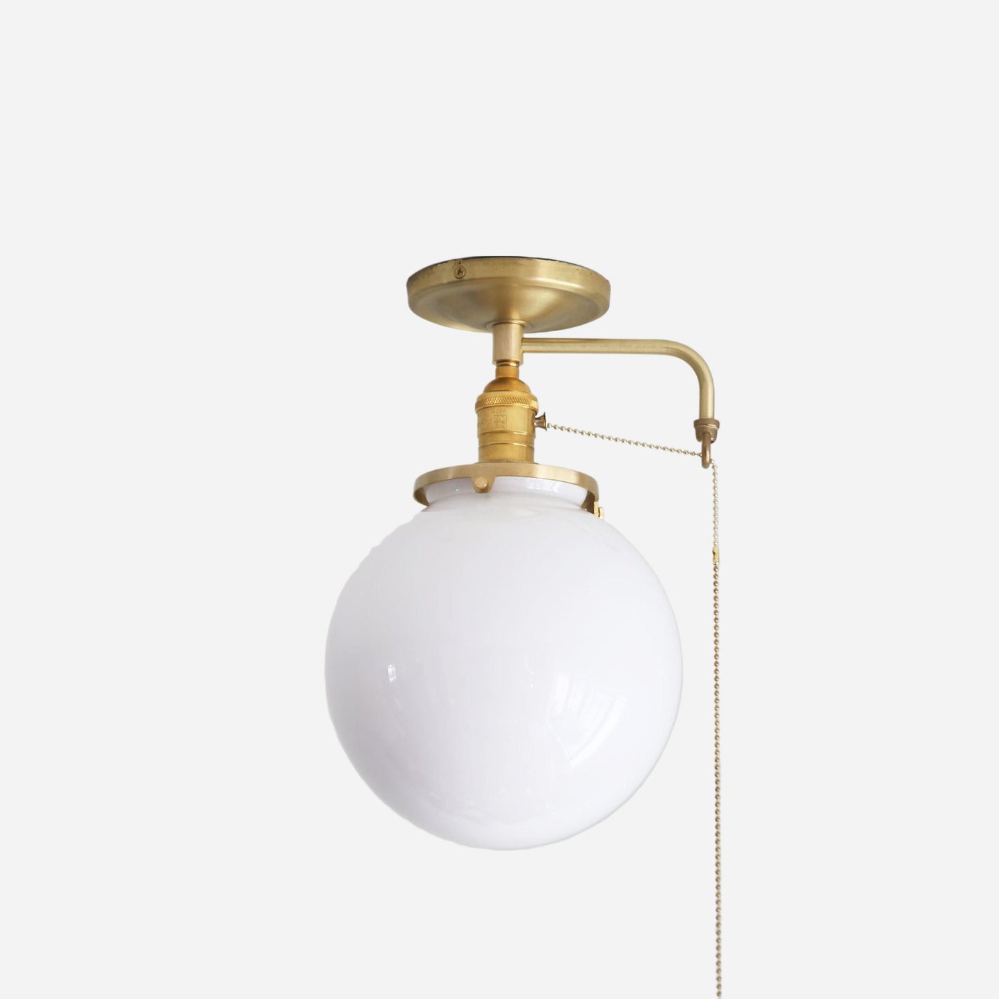One-Light Opal Globe Flush Mount Ceiling Light with Pull Chain