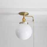 One-Light Opal Globe Flush Mount Ceiling Light with Pull Chain