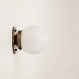 One-Light Opal Globe Low-Profile Ceiling Light