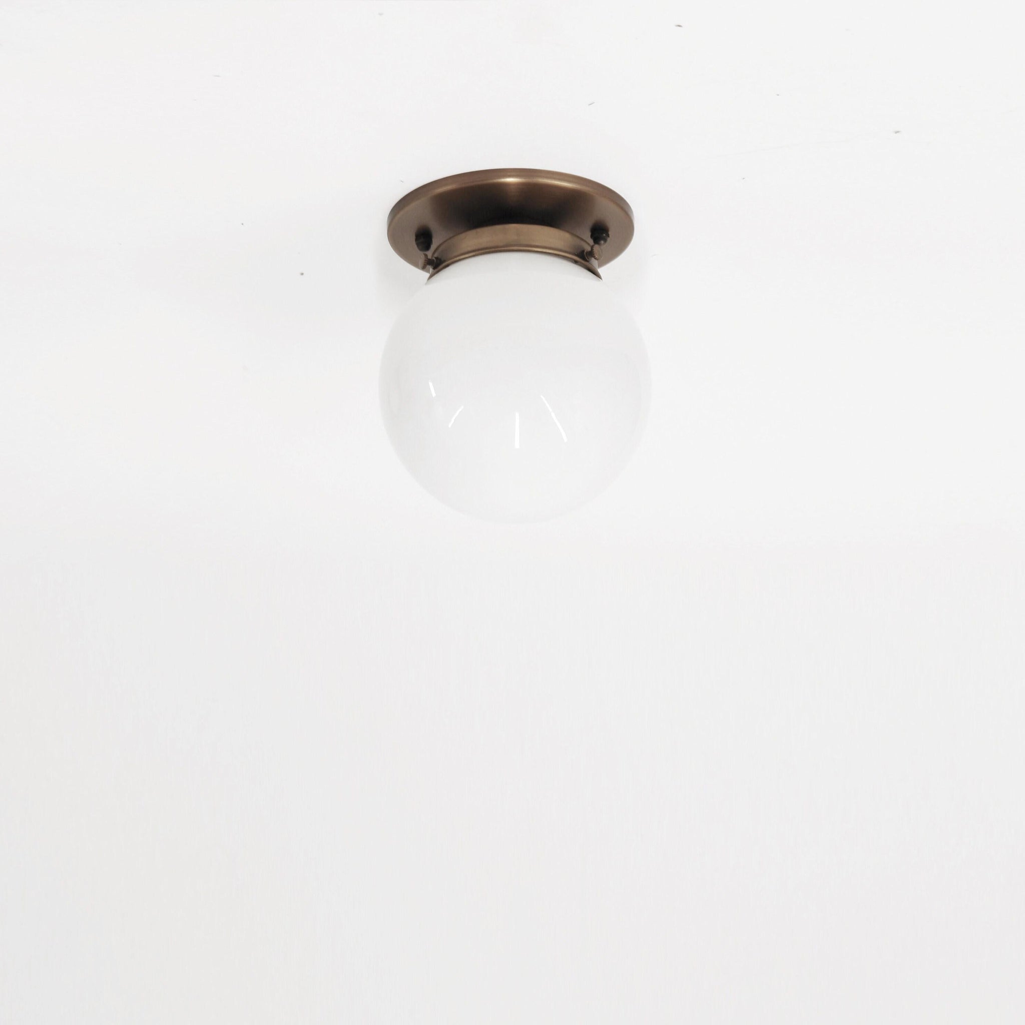 One-Light Opal Globe Low-Profile Ceiling Light