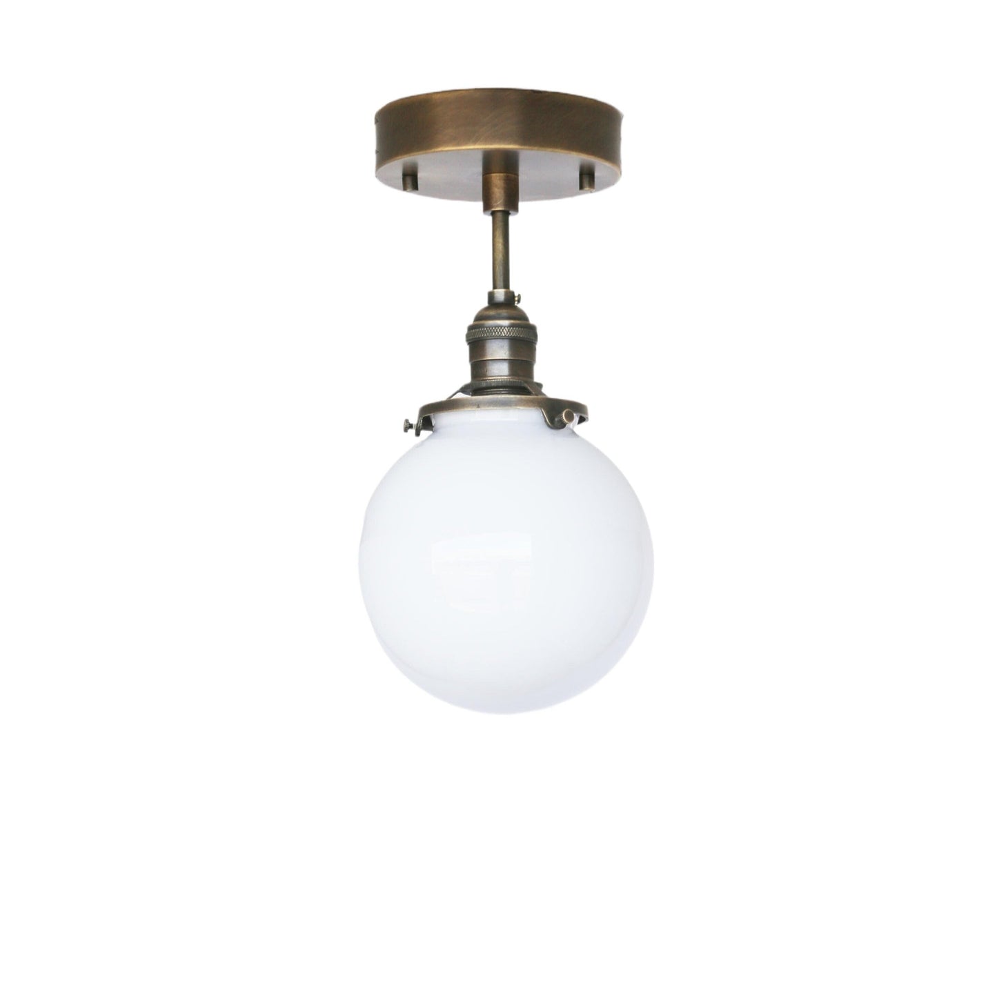 One-Light Opal Globe Semi-Flush Mount Ceiling Light