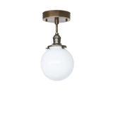One-Light Opal Globe Semi-Flush Mount Ceiling Light