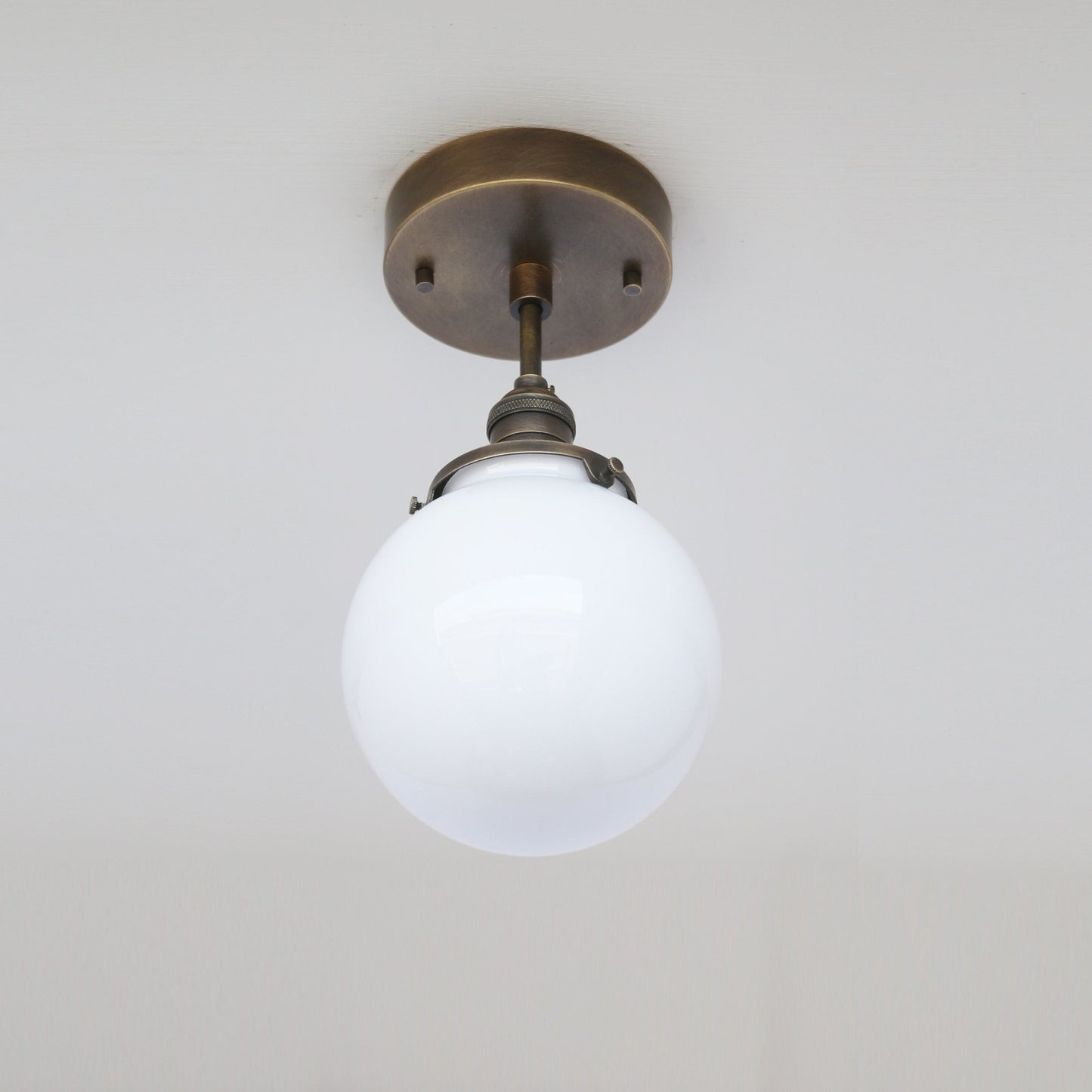 One-Light Opal Globe Semi-Flush Mount Ceiling Light