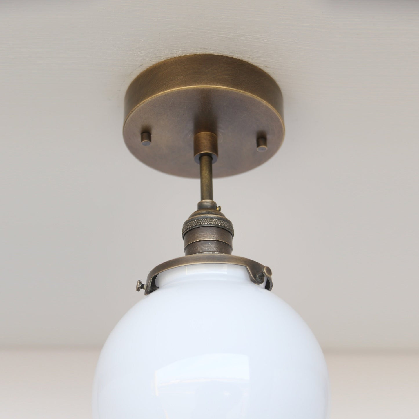 One-Light Opal Globe Semi-Flush Mount Ceiling Light
