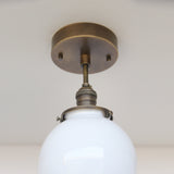 One-Light Opal Globe Semi-Flush Mount Ceiling Light