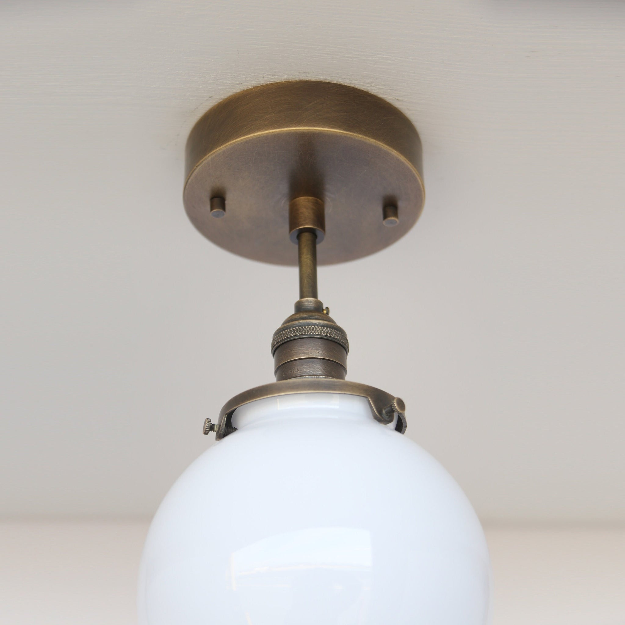 One-Light Opal Globe Semi-Flush Mount Ceiling Light