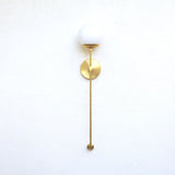 One-Light Opal Globe Wall Sconce with Long Brass Stem