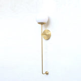 One-Light Opal Globe Wall Sconce with Long Brass Stem