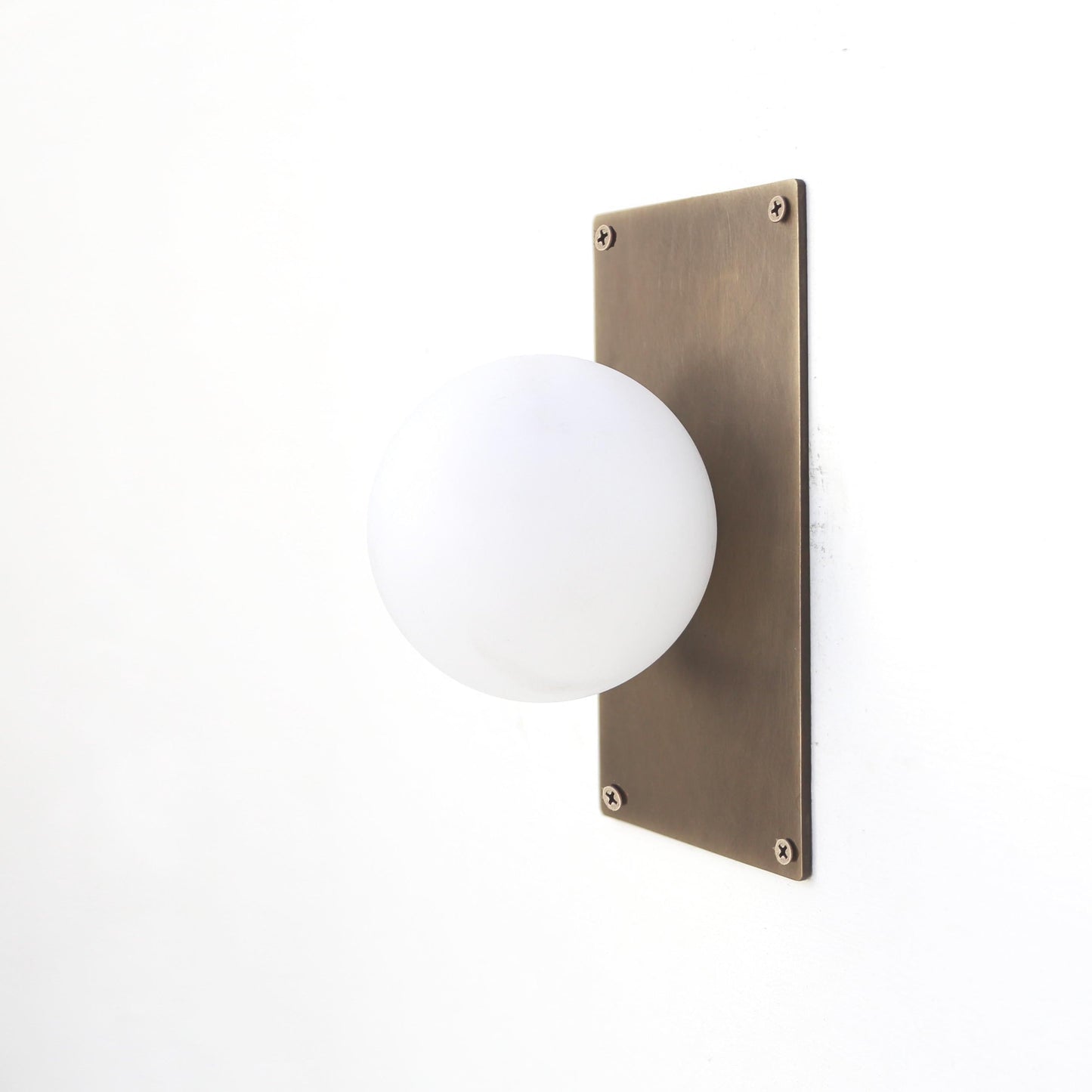 One-Light Opal Globe Wall Sconce with Rectangular Backplate