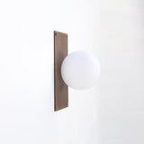 One-Light Opal Globe Wall Sconce with Rectangular Backplate