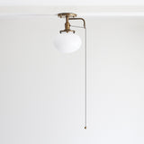 One-Light Opal Schoolhouse Flush Mount Ceiling Light with Pull Chain