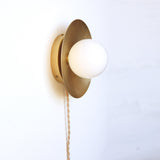 One-Light Plug-In Disc Wall Sconce with Opal Globe