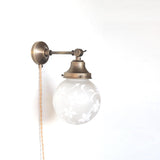One-Light Plug-In Etched Glass Globe Wall Sconce