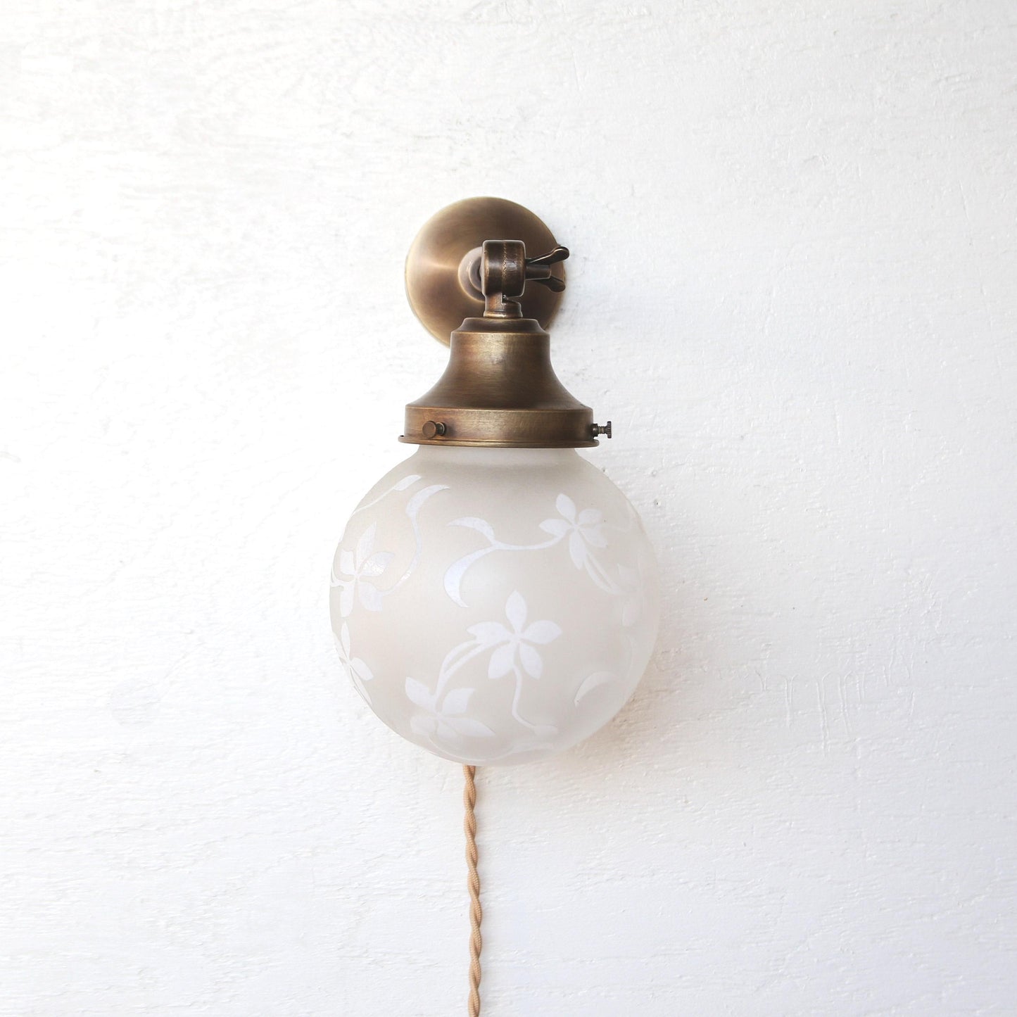 One-Light Plug-In Etched Glass Globe Wall Sconce