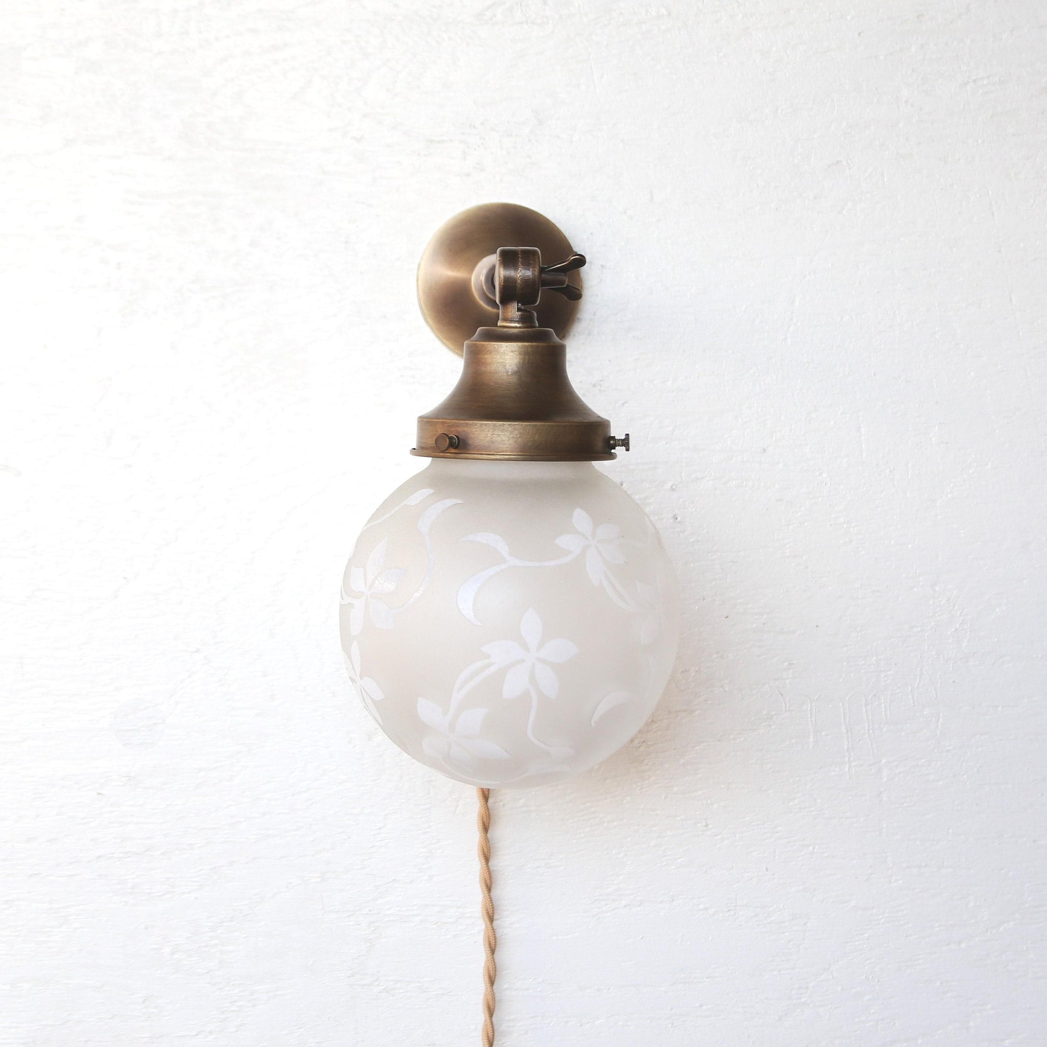 One-Light Plug-In Etched Glass Globe Wall Sconce