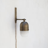 One-Light Plug-In Sconce with Brass Cap and Alabaster Shade