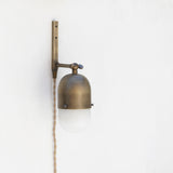 One-Light Plug-In Sconce with Brass Cap and Alabaster Shade