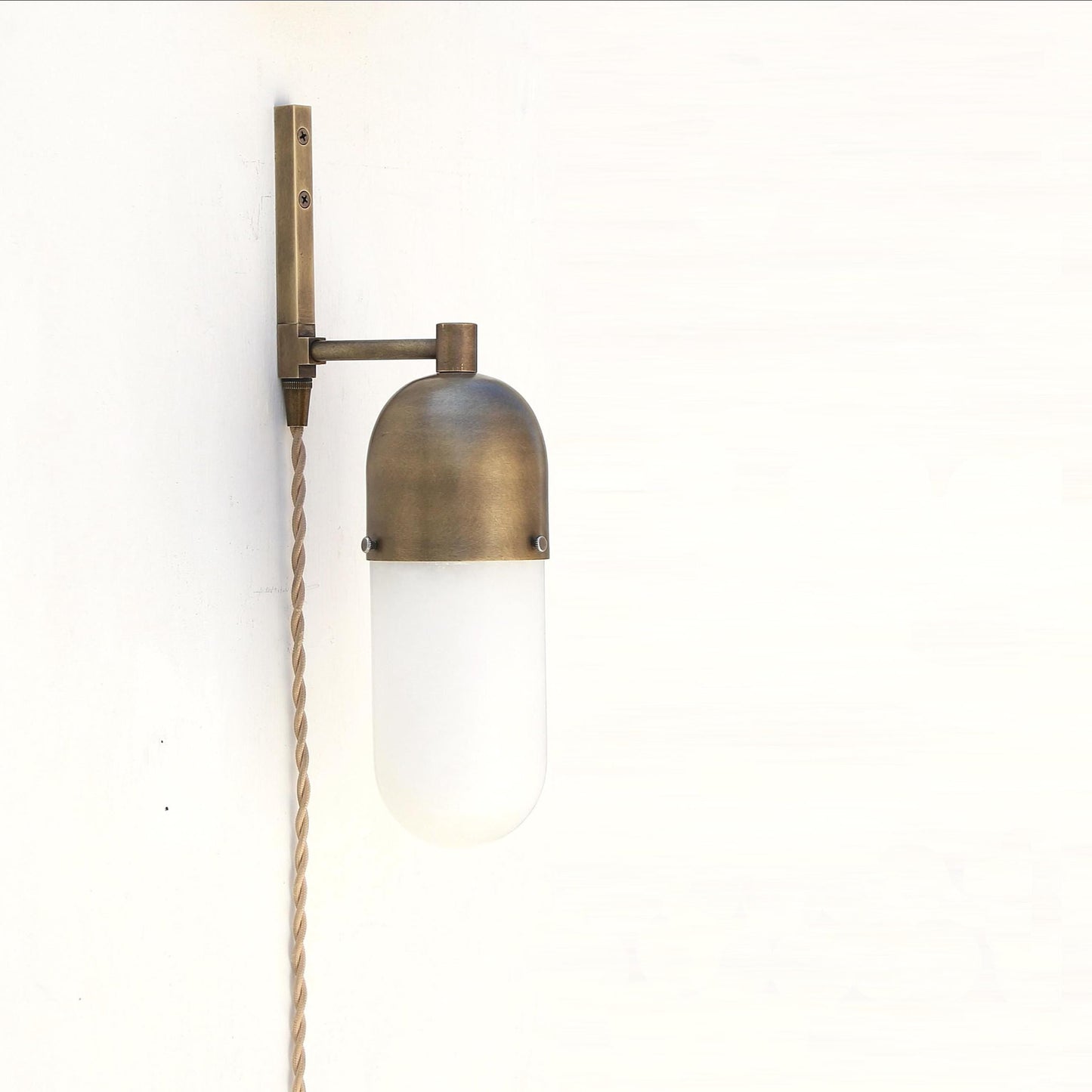One-Light Plug-In Sconce with Tall Alabaster Cylinder Shade