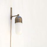 One-Light Plug-In Sconce with Tall Alabaster Cylinder Shade