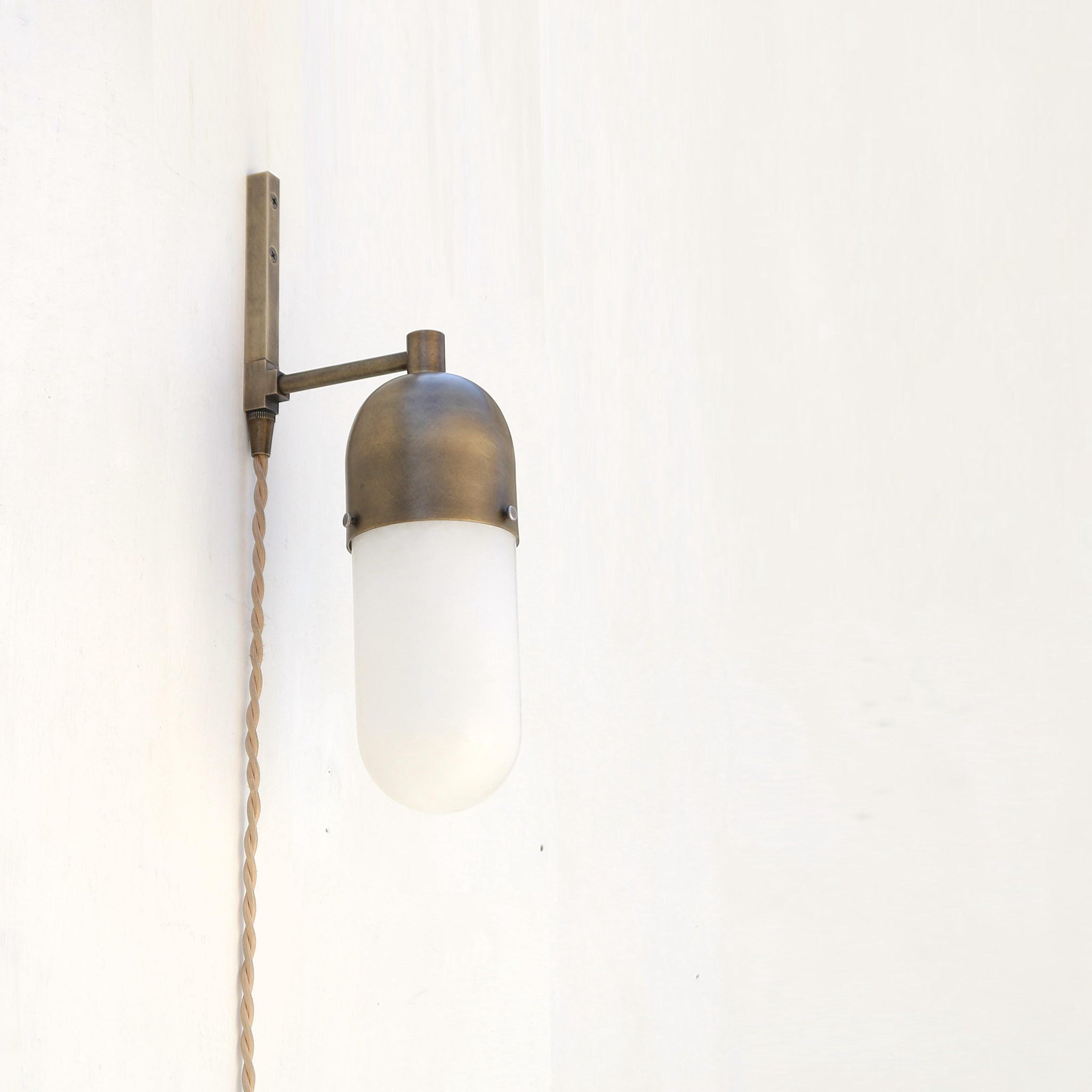 One-Light Plug-In Sconce with Tall Alabaster Cylinder Shade