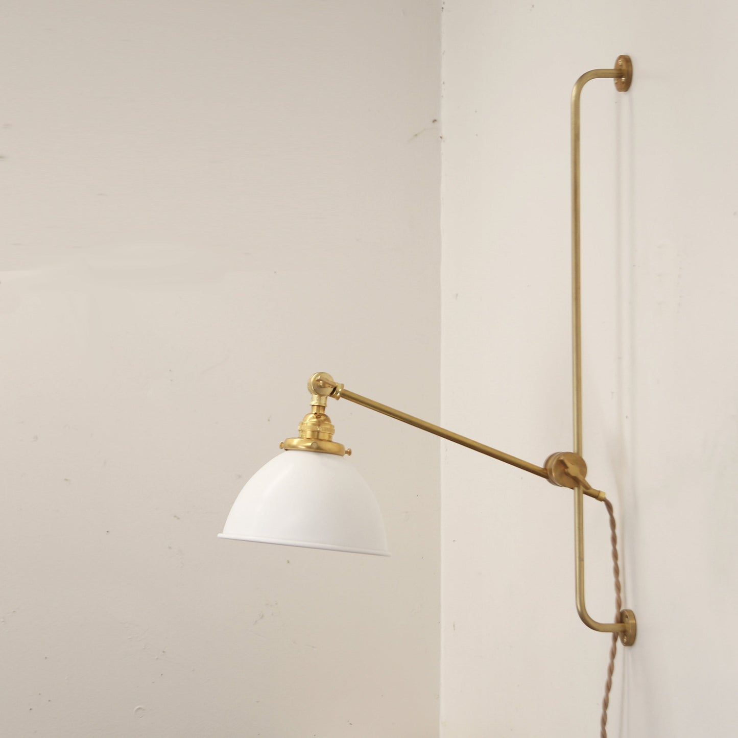 One-Light Plug-In Sliding Rail Wall Sconce with Opal Dome Shade