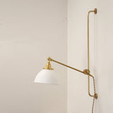 One-Light Plug-In Sliding Rail Wall Sconce with Opal Dome Shade