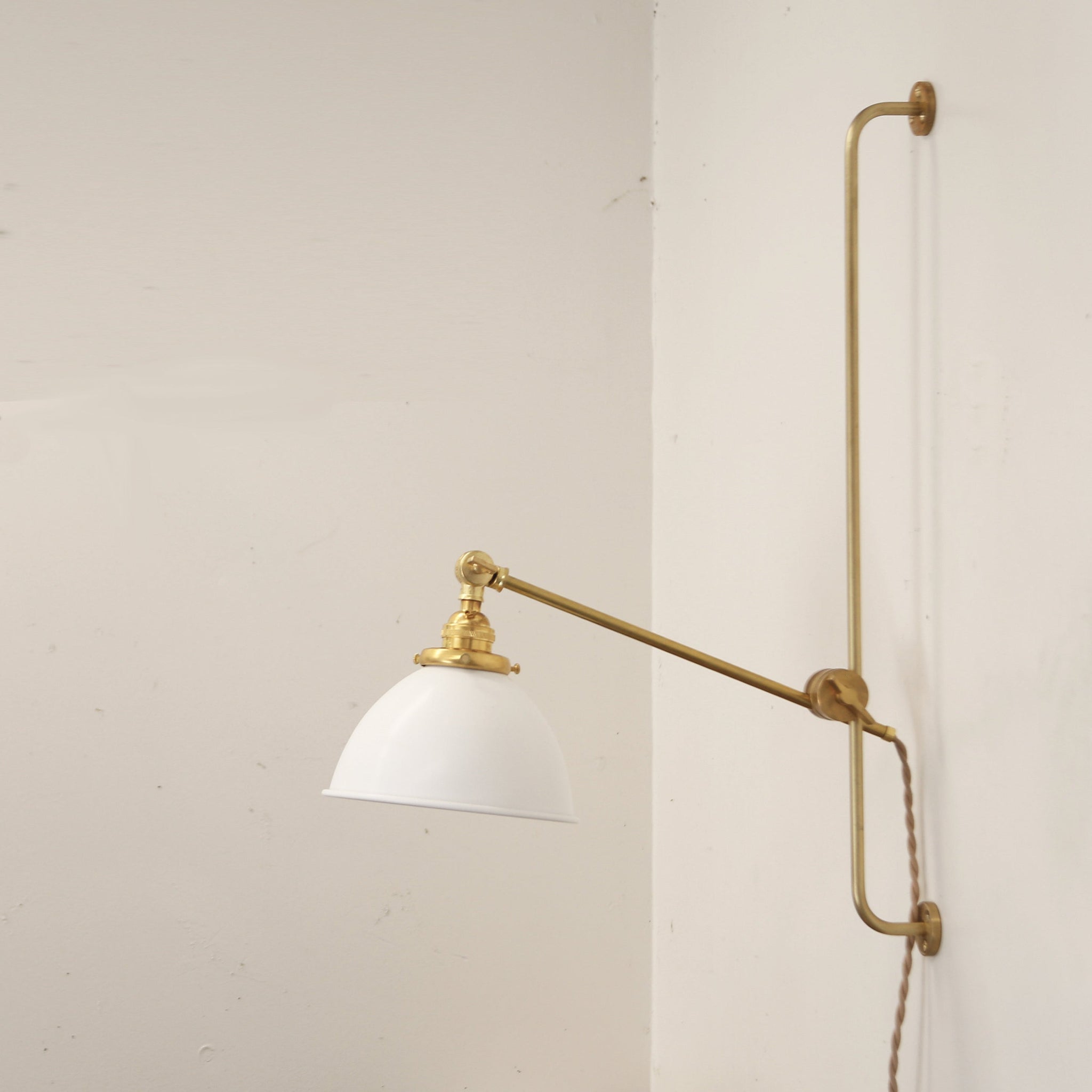 One-Light Plug-In Sliding Rail Wall Sconce with Opal Dome Shade