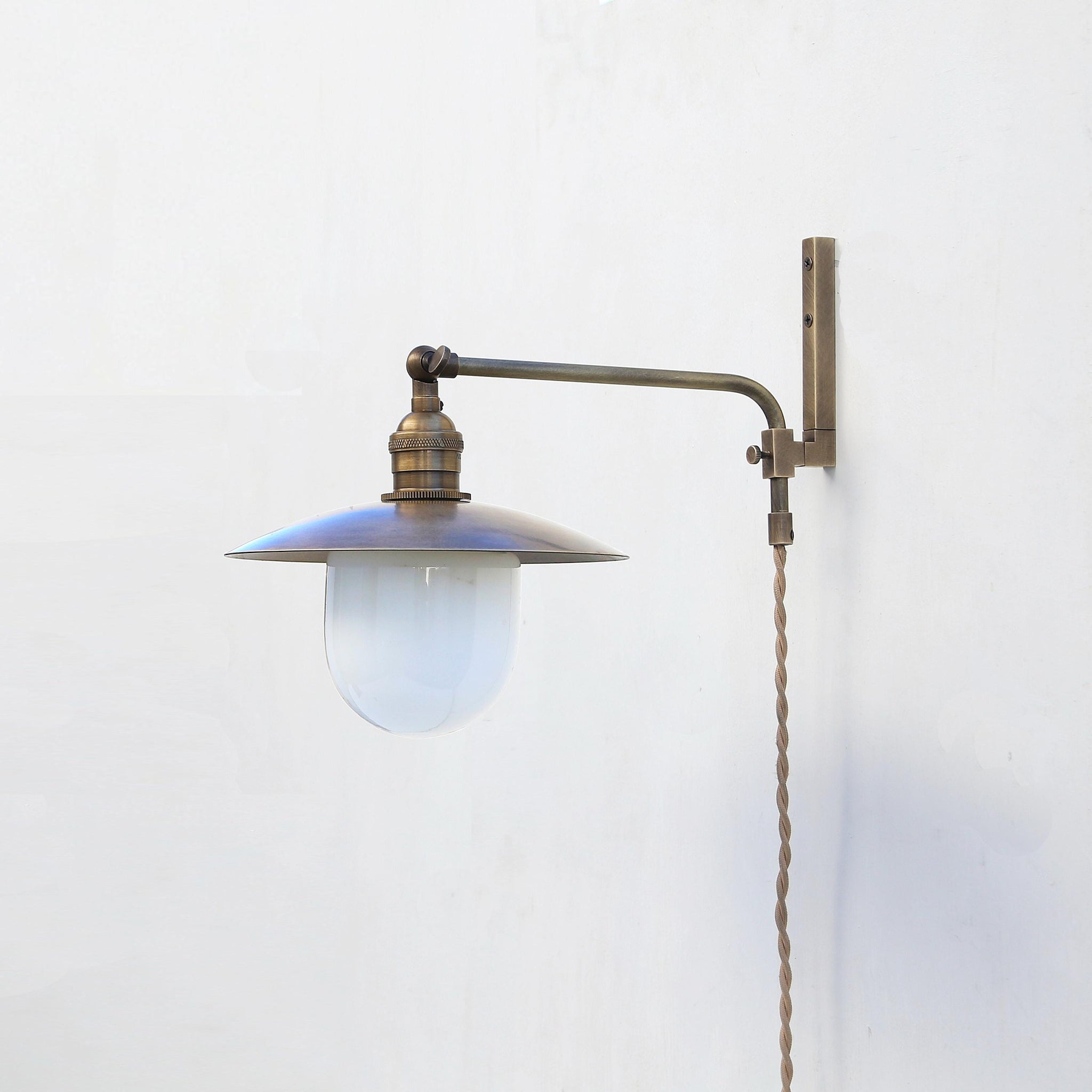 One-Light Plug-In Swing-Arm Sconce with 8-Inch Flared Shade