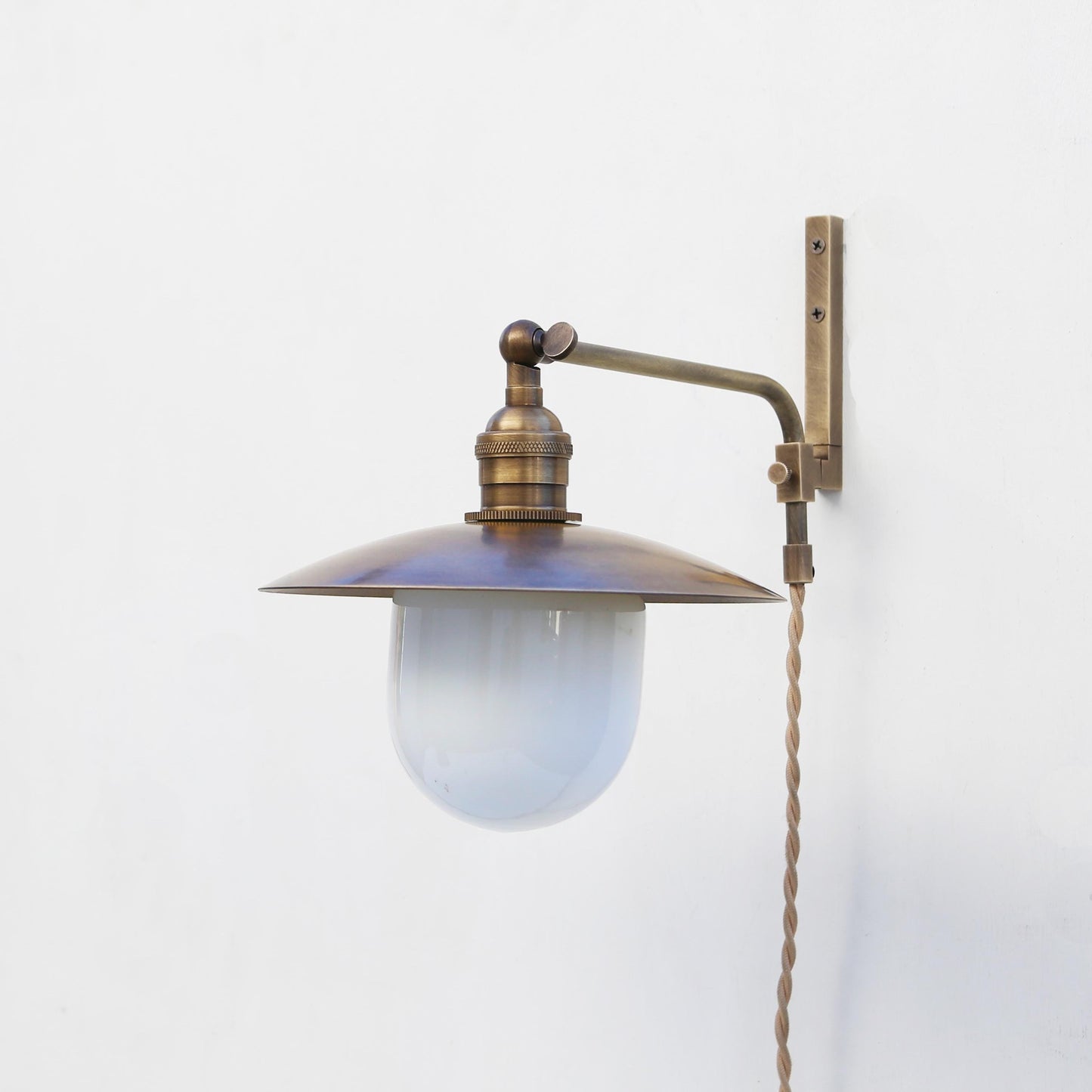 One-Light Plug-In Swing-Arm Sconce with 8-Inch Flared Shade