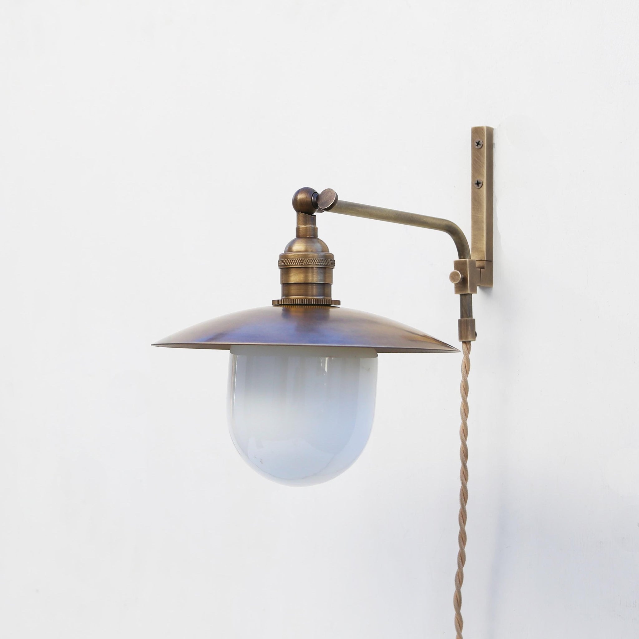One-Light Plug-In Swing-Arm Sconce with 8-Inch Flared Shade