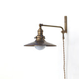 One-Light Plug-In Swing-Arm Sconce with Flared Brass Shade