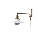 One-Light Plug-In Swing-Arm Sconce with Flared Cream Shade