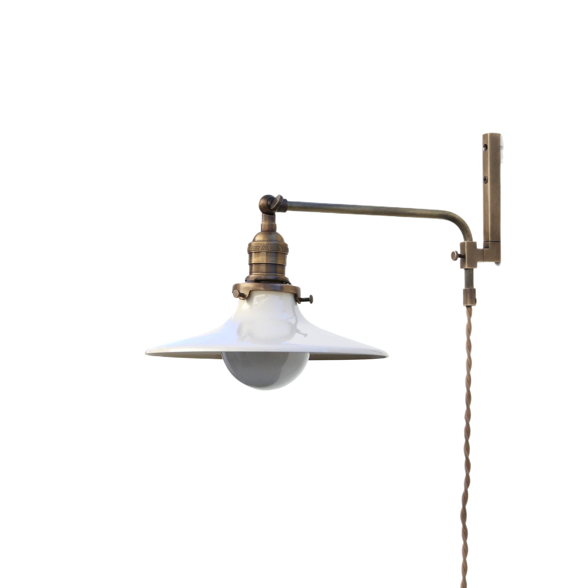 One-Light Plug-In Swing-Arm Sconce with Flared Cream Shade
