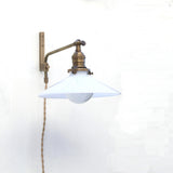 One-Light Plug-In Swing-Arm Sconce with Flared Opal Glass Shade