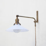 One-Light Plug-In Swing-Arm Sconce with Flared Opal Glass Shade