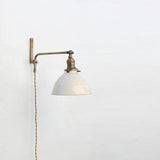 One-Light Plug-In Swing Arm Wall Sconce with Enamel Dome Shade