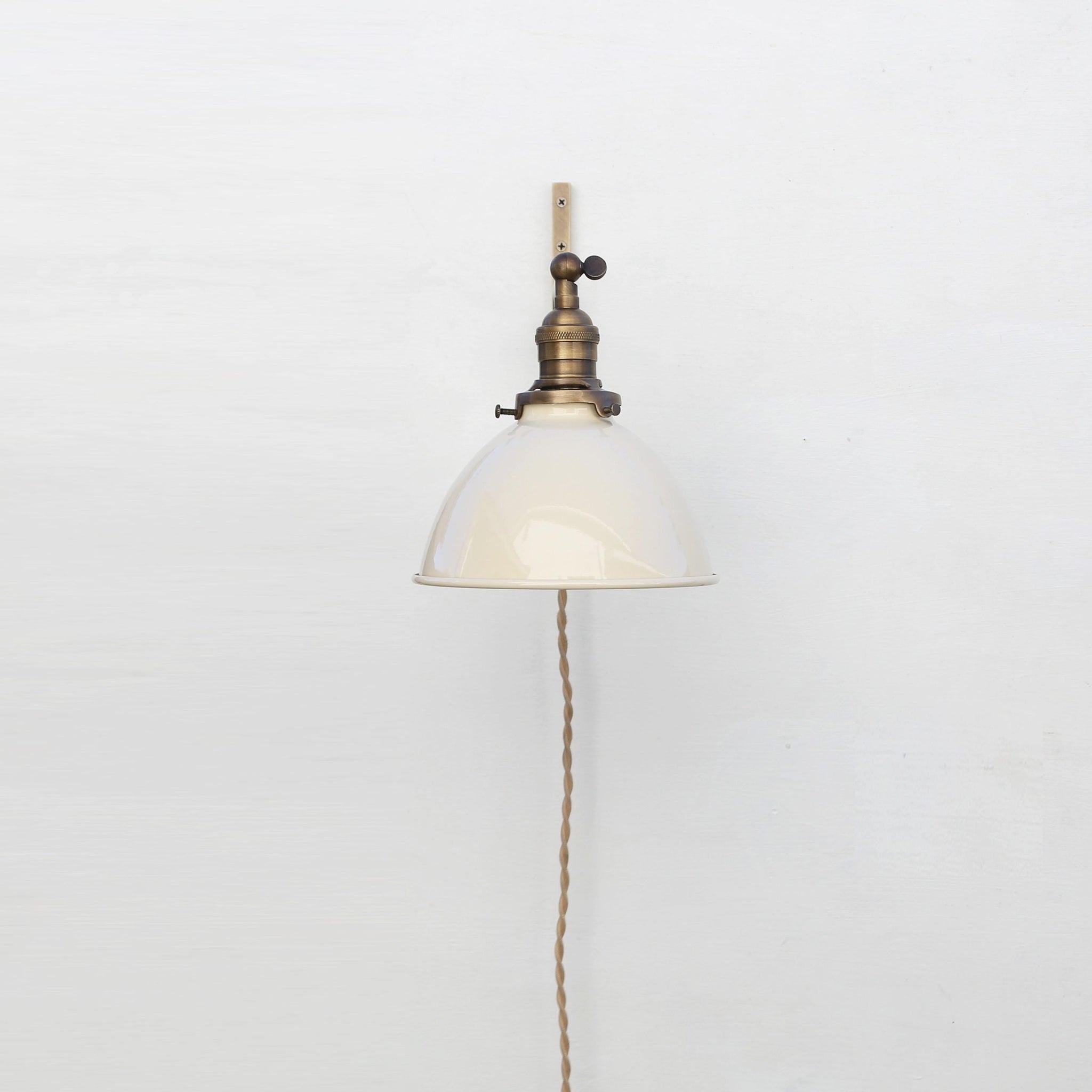 One-Light Plug-In Swing Arm Wall Sconce with Enamel Dome Shade