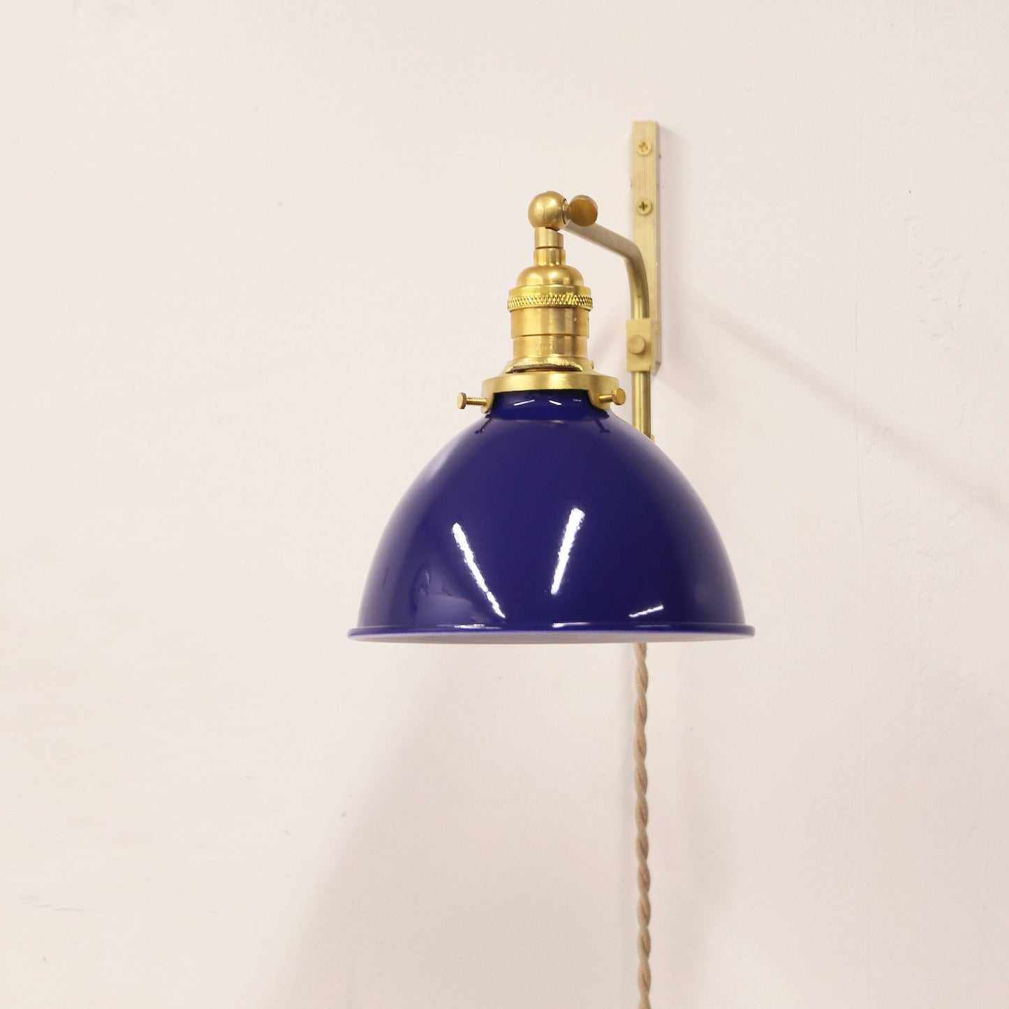 One-Light Plug-In Swing Arm Wall Sconce with Enamel Dome Shade