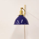 One-Light Plug-In Swing Arm Wall Sconce with Enamel Dome Shade