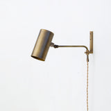 One-Light Plug-In Wall Sconce with Adjustable Brass Cylinder